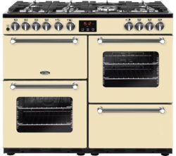 BELLING BEL Kensington 100 DFT 100 cm Dual Fuel Range Cooker - Cream & Chrome